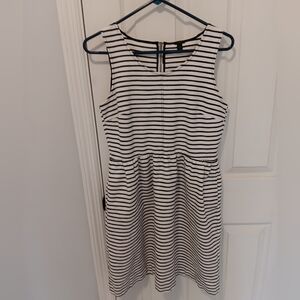 J. Crew Black & White Sleeveless Striped Dress. 8